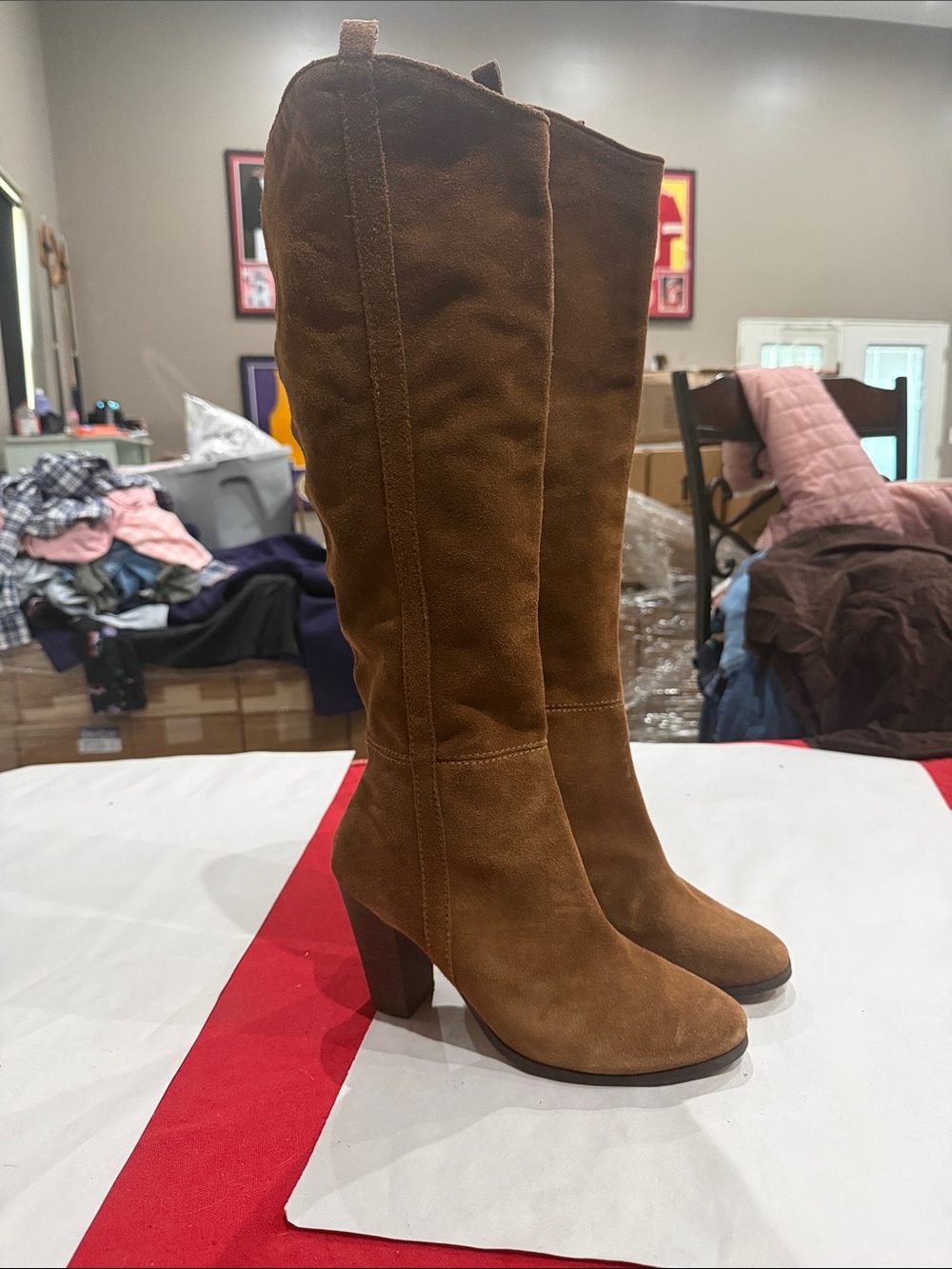 Dolce Vita Tan Suede Over-The-Knee Block Heel Boots